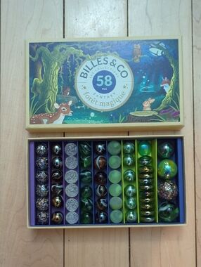 58-Piece Green Marble Set - Forêt Magique